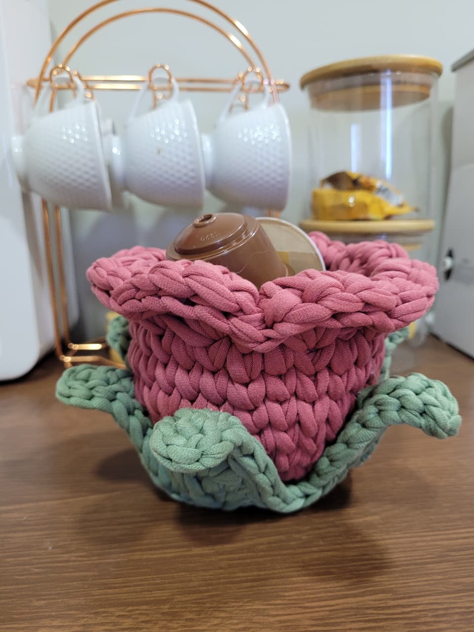 Cachepot Flor em Crochê - Imagem 3