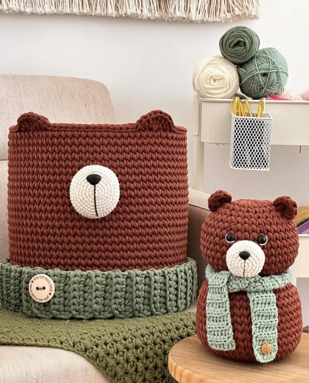 Cesto Organizador Urso em Crochê - Imagem 2