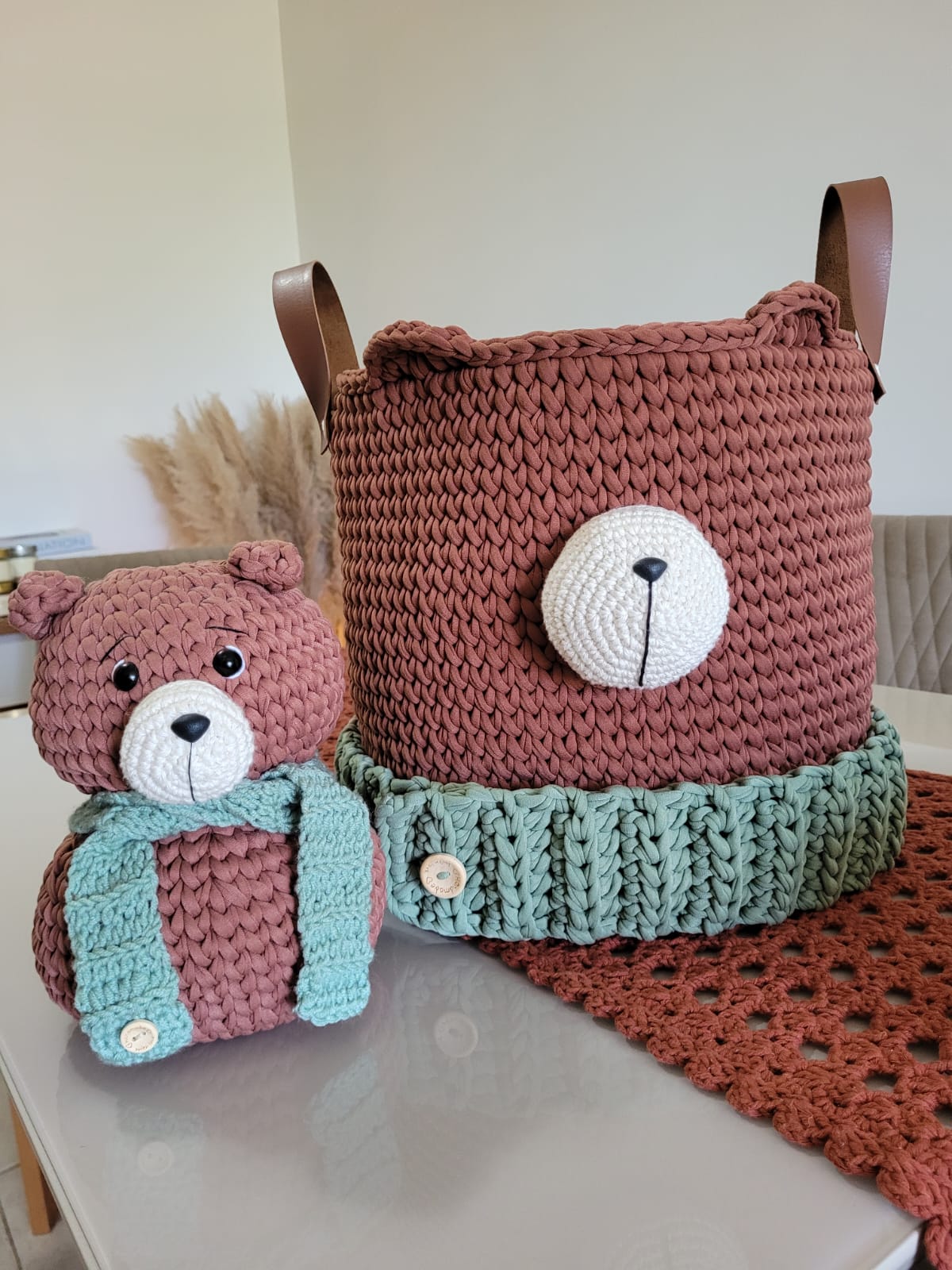 Cesto Organizador Urso em Crochê - Imagem 4