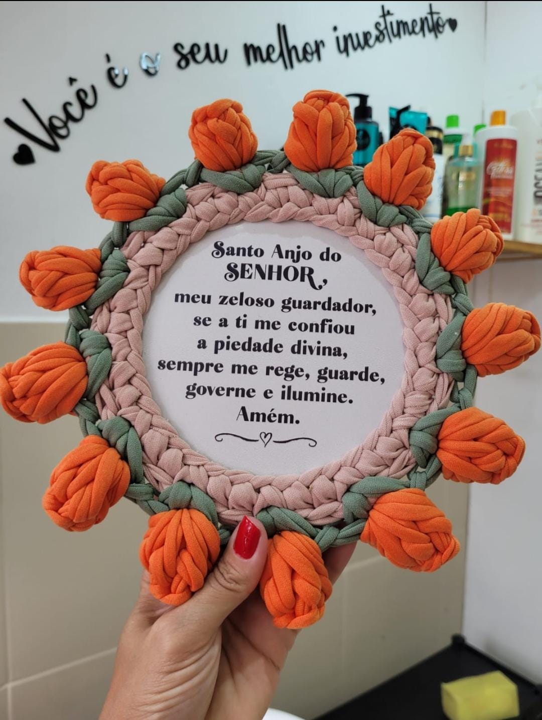 Mandala Tulipa em Crochê — Oração de Anjo da Guarda - Imagem 2