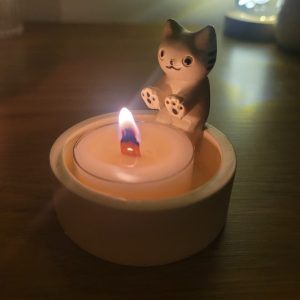 Suporte de Velas Gatinho Colorido (c/ 6 Velas Tea Light)